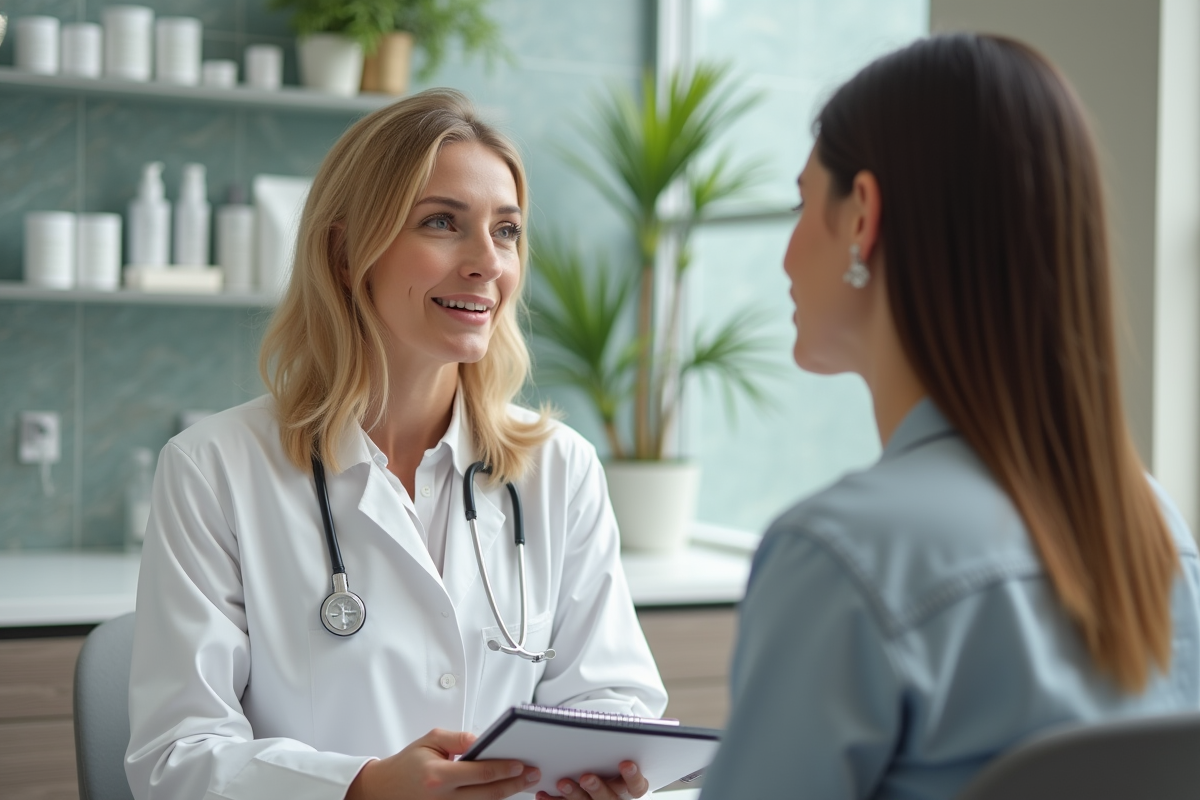 Estheticienne en consultation dans une clinique de beauté