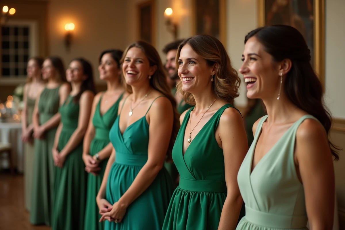 Groupe de femmes en robes vertes lors d