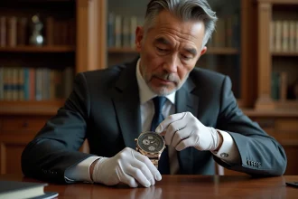 Homme en costume cherchant une montre de luxe